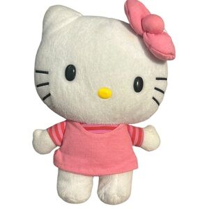 Hello‎ Kitty Plush Doll Pink Shirt and Bow Sanrio Toy Stuffed Animal